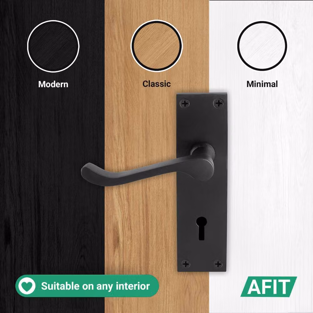 AFIT Victorian Black Scroll Door Handle Sashlock Internal Pair, Matt Black, W/D/H: 15.0 x 15.0 x 15.0 cm – 5