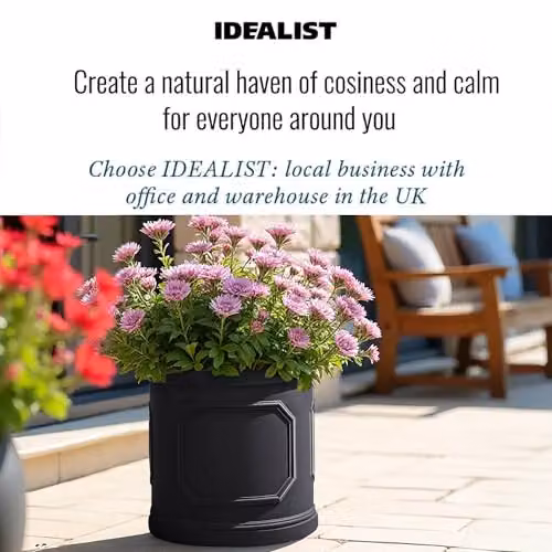 IDEALIST Grey Faux Lead Reinforced Stone Planter, 30cm, 15L – 11