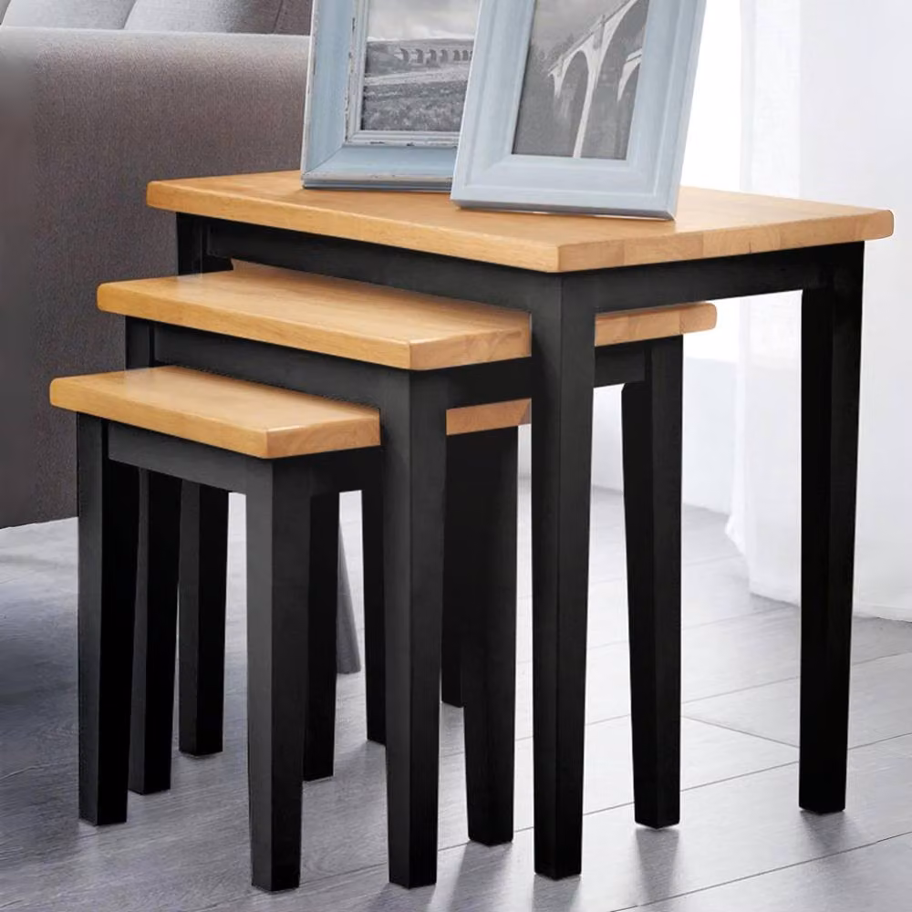 Cheshire Invermere Two Tone Black and Light Oak Nest of Tables – 2