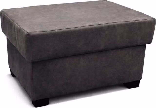 Furnishings For Less UK Oakland Charcoal Leather Look Storage Footstool W/D/H: 61 x 41 x 41 cm