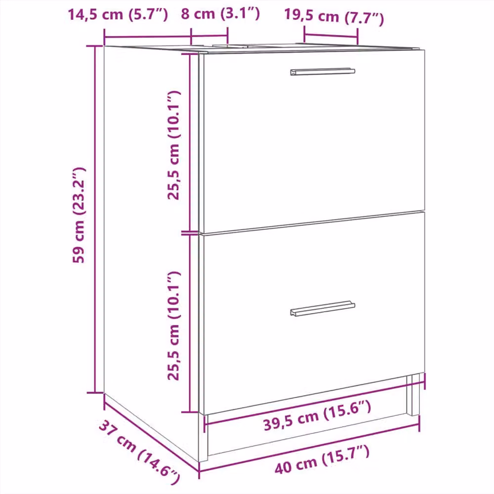 Berkfield Home Grey Sonoma Sink Cabinet W: 40 cm, D: 37 cm, H: 59 cm – 3