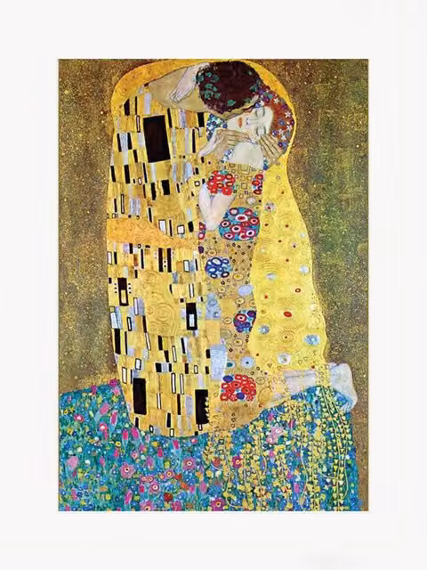 Gustav Klimt The Kiss Art Nouveau Paper Poster in Multicolour and Gold