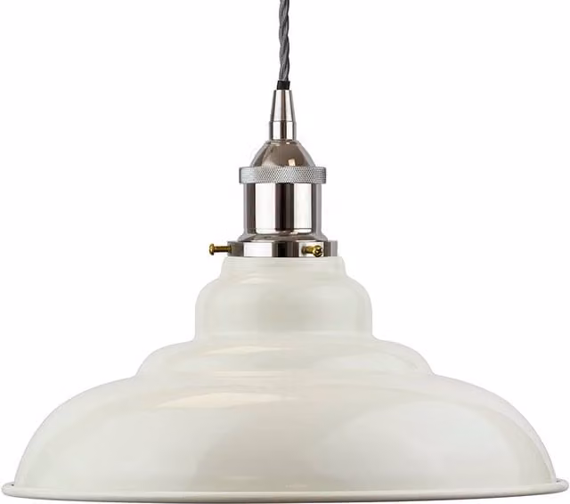 SE Home St Edmund's Clay White Pendant Light with Grey Twisted Nickel Detail