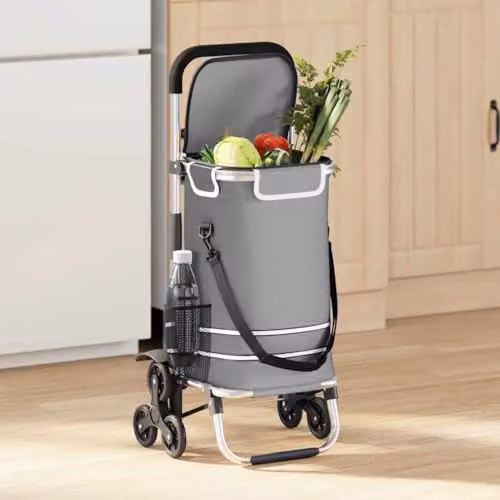 vidaXL Folding Shopping Trolley in Grey, W/D/H: 47 x 39 x 100.5 cm – 2