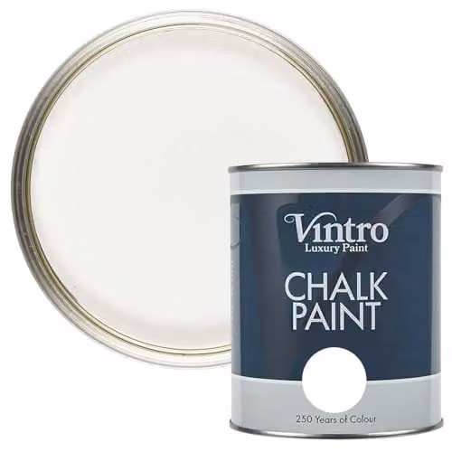 Vintro White Chalk Furniture Paint in Crystal with Ultra Matt Finish, 1 Litre