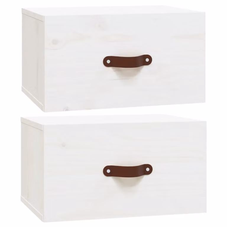 Berkfield Home Wall-mounted Bedside Cabinets, 2 Piece, White, W: 40 cm, D: 29.5 cm, H: 22 cm