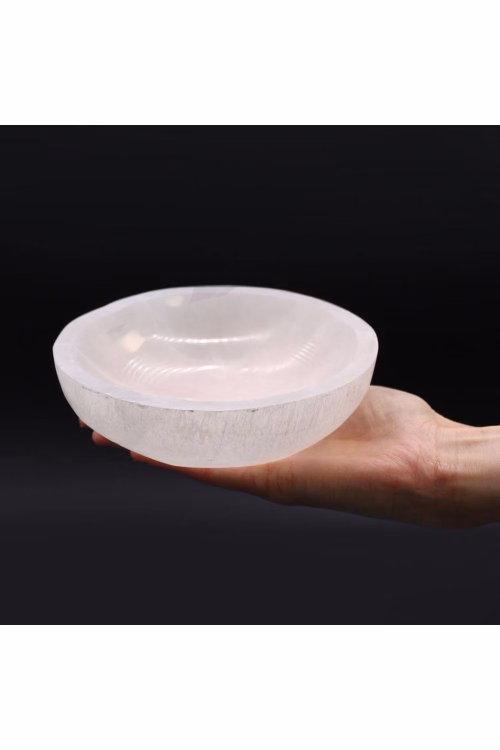 KDMD White Selenite Round Stone Bowl, Diameter: 15 cm – 3