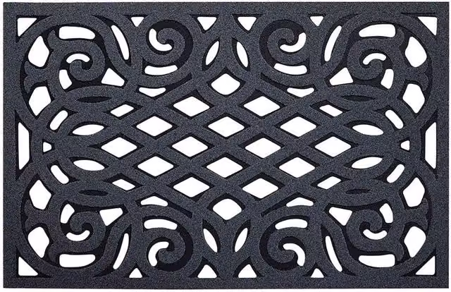 Oseasons Ornate Small Eco-Friendly Grey Rubber Doormat