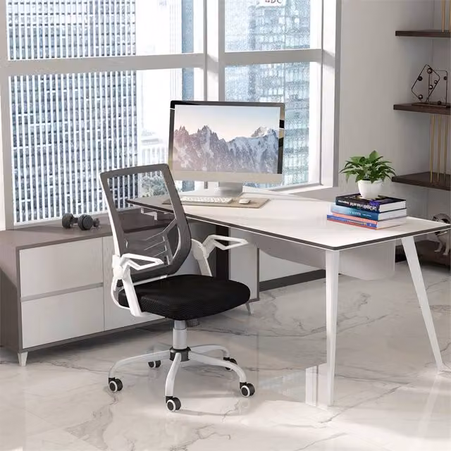 EONLION Black Fabric Mesh Swivel Task Chair for Home Office