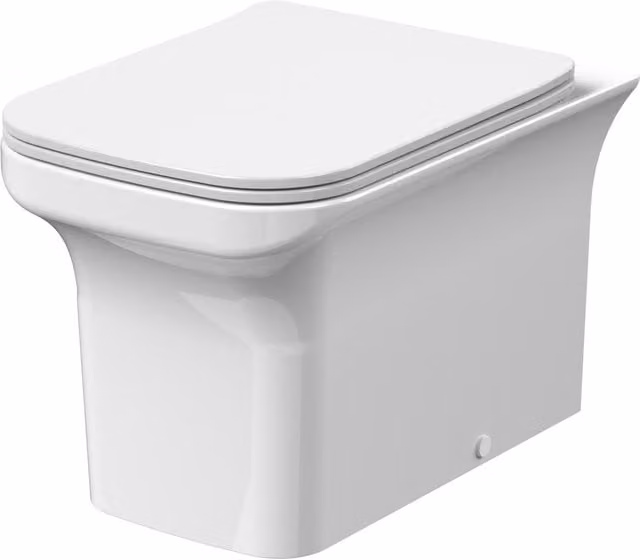 Balterley White Ceramic Square Back to Wall Rimless Toilet with Soft Close Sandwich Seat, H 55 cm x W 37 cm x D 47 cm – 1