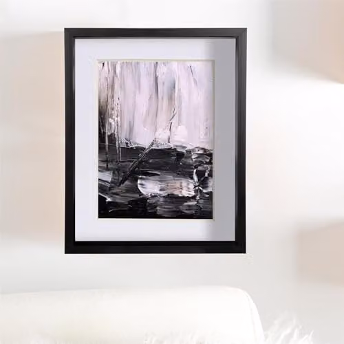 Nicola Spring Pack of 5 Black Rectangular 3D Deep Box Wooden Photo Frames with White 5 x 7 inch Mount – 3