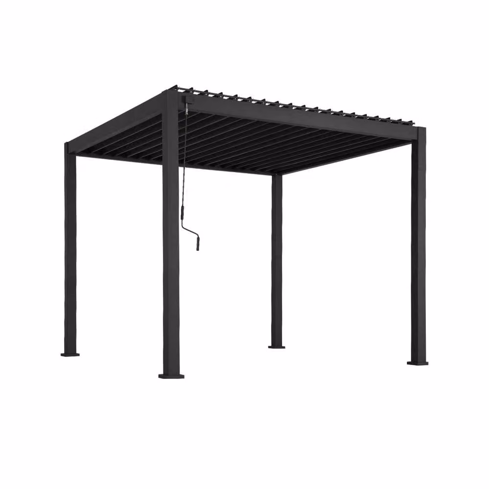 sweeek V2 Aluminium Louvered Pergola in Dark Grey, W: 300 cm, D: 300 cm, H: 255 cm – 2