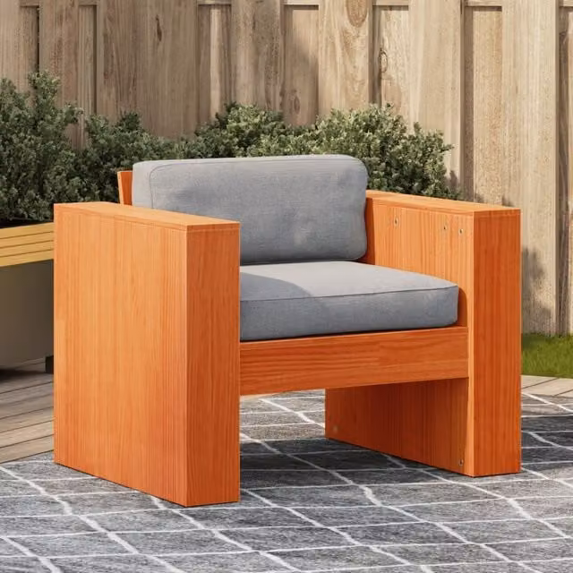 Berkfield Home Garden Sofa in Wax Brown Solid Pine Wood, W/D/H: 79 x 60 x 62 cm