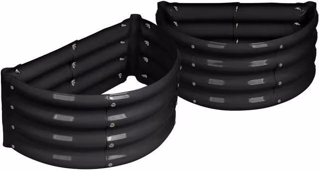 Harbour Housewares Pack of 2 Semi-Circle Raised Garden Beds in Anthracite, Galvanised Steel Metal Planter Boxes, W: 60 cm, D: 30 cm, H: 30 cm – 5