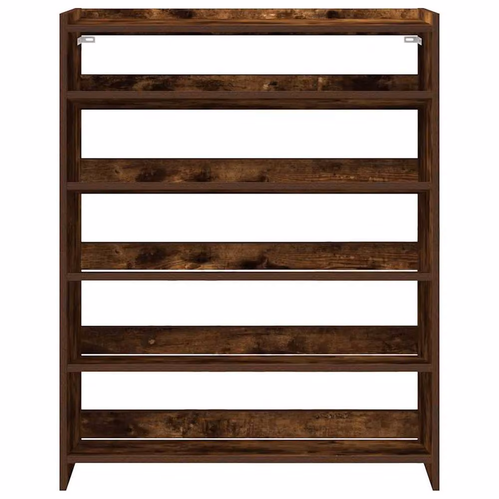 Berkfield Home Smoked Oak Shoe Rack in Brown, W/D/H: 80 x 25 x 100 cm – 4