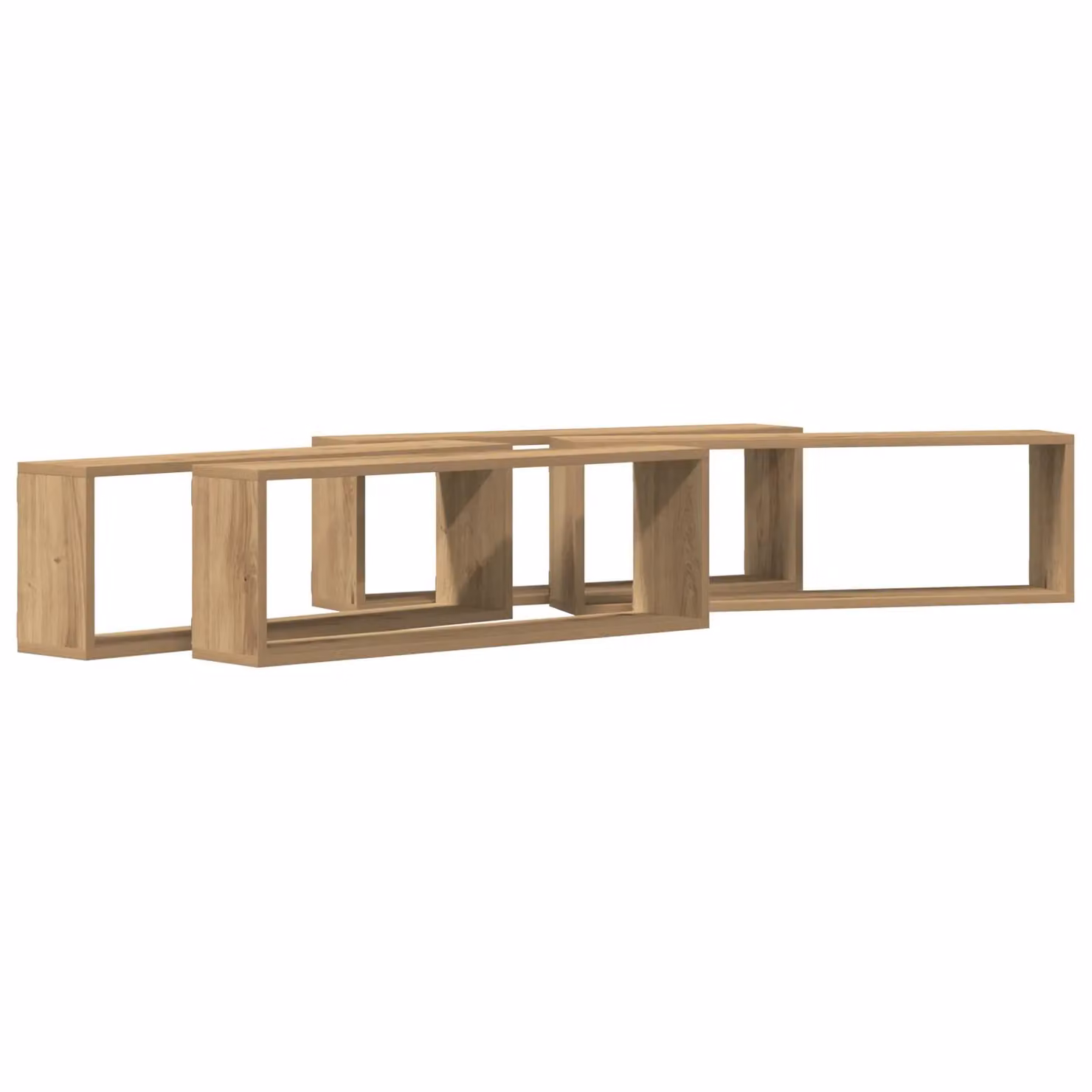 Berkfield Home Set of 4 Artisan Oak Wall Shelves, Brown, W: 80 cm, D: 15 cm, H: 26 cm – 2