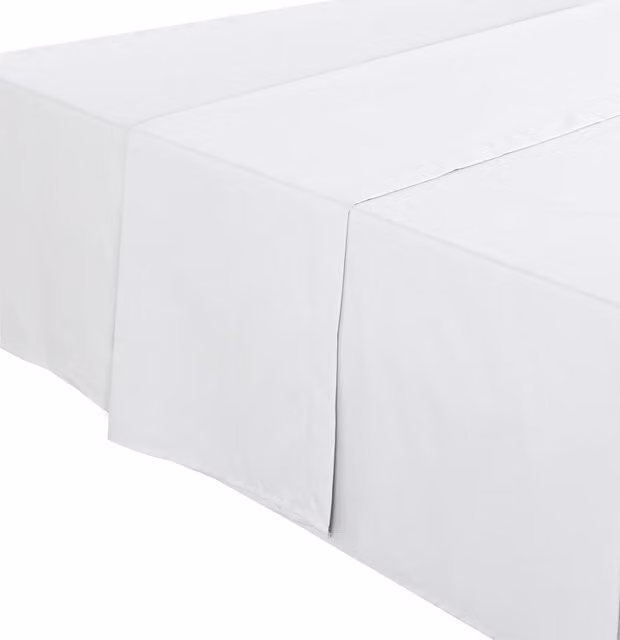 My Home Polycotton Plain Flat Bed Sheet, White, W: 140 cm, L: 200 cm