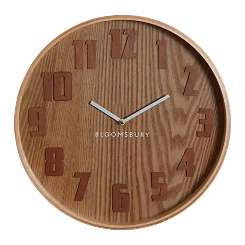 Premier Housewares Vitus Round Retro Wall Clock, Brown, Dia: 40 cm – 2
