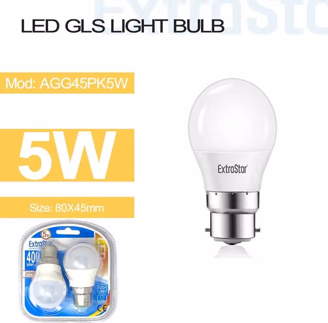 Livingandhome Pack of 5 LED Ball Bulbs B22, 5W, Warm White 3000K