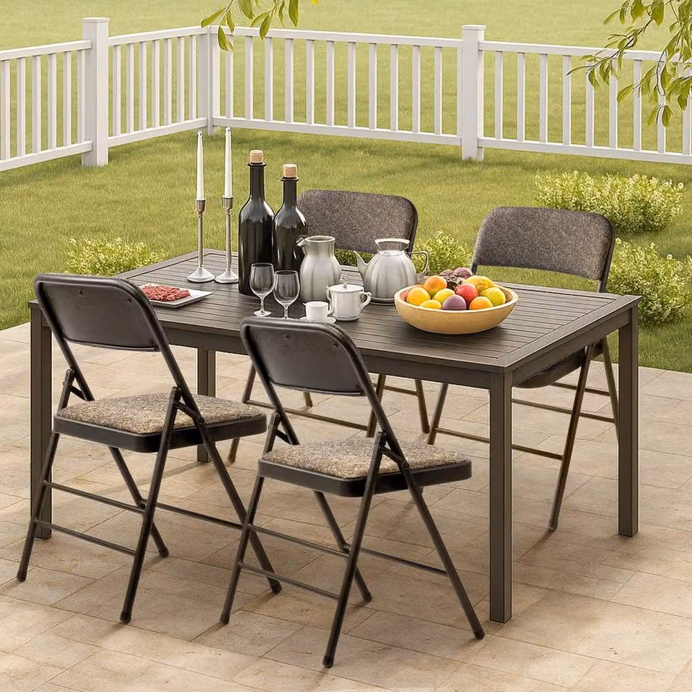 KORVIXA 4-Piece Set of Black and Grey Fabric Folding Chairs for Home Office or Dining Room Use – 3