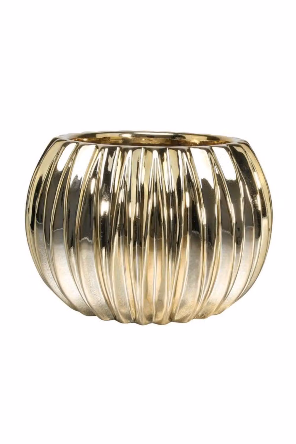 KDMD Gold Electroplated Ribbed Orchid Pot, Diameter: 18.3 cm – 2