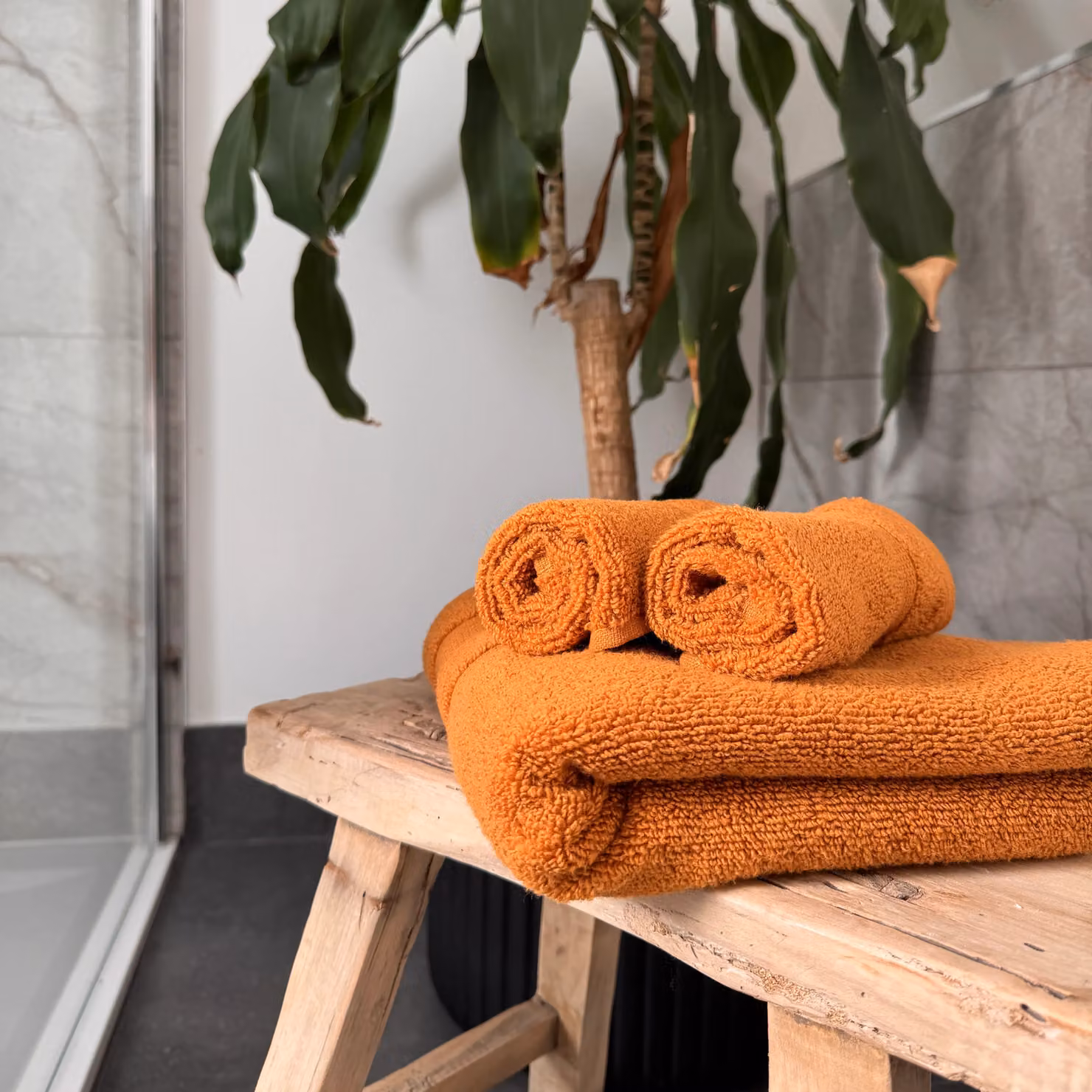 Allure Bath Fashions Pack of 2 Fluffy Cotton Hand Towels with Border in Orange Brown, W/H: 50 x 85 cm – 3