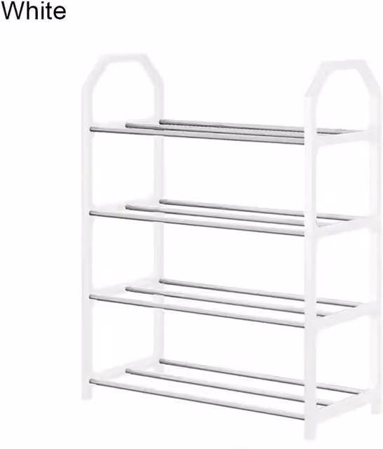 FLAVORA White 4 Tier Shoe Rack Storage Organiser, W: 50 cm, D: 50 cm, H: 50 cm – 1