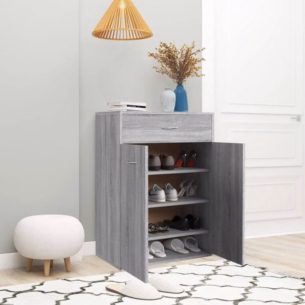Berkfield Home Grey Sonoma Shoe Cabinet with Internal Drawers and Shelves, W/D/H: 60 x 35 x 84 cm – 3