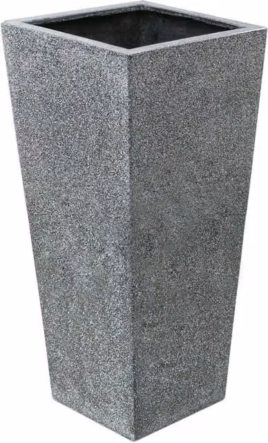 Primrose Black and Grey Poly Terrazzo Stone Tall Flared Square Planter