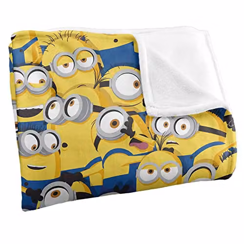 LOGOVISION Minions Silky Touch Super Soft Fleece Throw Blanket, White, W/D/H: 152 x 127 x 1 cm – 2