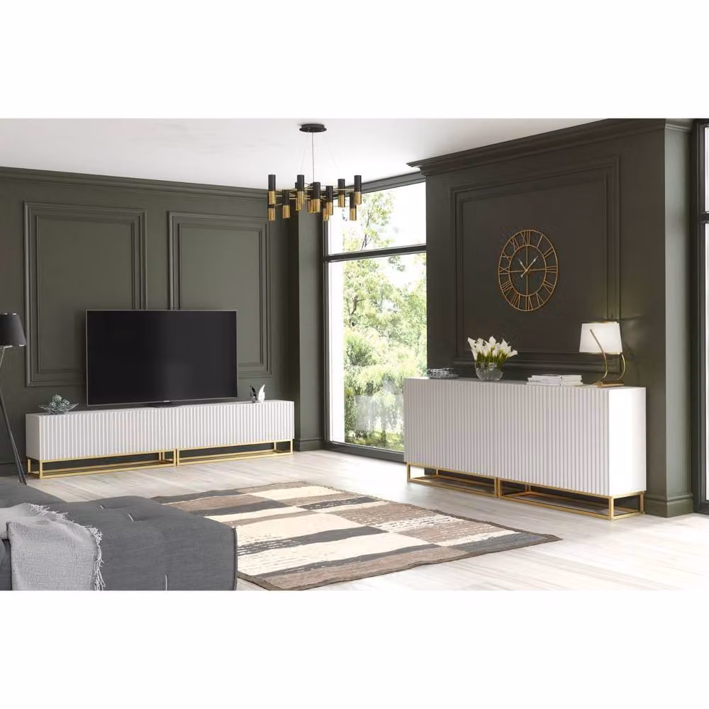 Creative Furniture Ripple Duo TV Unit, White and Gold, W/D/H: 200 x 45 x 35 cm – 4
