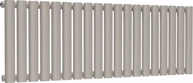 Lux Heat Oval Horizontal Wall Mounted Steel Radiator in Grey, W: 114 cm, H: 40 cm, D: 4 cm