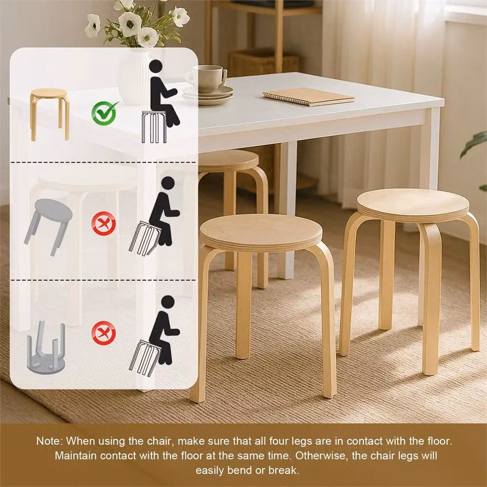 SPETLEK 4 Pack Stackable Wooden Stools in Natural Sand for Kitchen, Dining Room or Classroom Use – 2