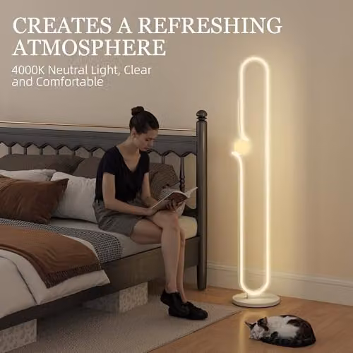 HOMCOM Dimmable LED Floor Lamp with Glass Sphere Night Light and Foot Switch, White – 2