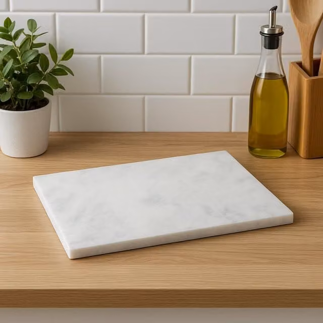 Orsina Salerno White Marble Rectangular Chopping and Serving Board