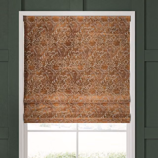 William Morris Compton Silhouette Floral Velvet Made To Measure Roman Blind in Terracotta Orange