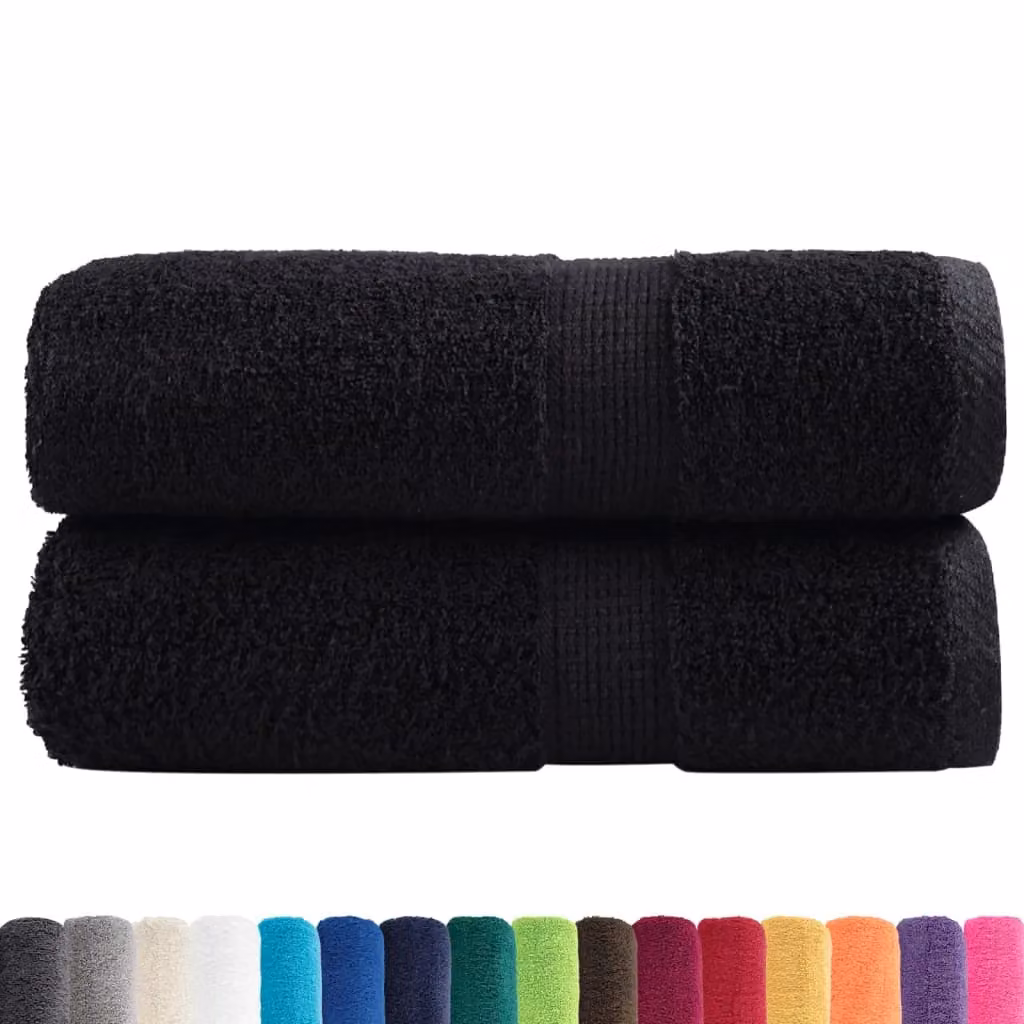 Berkfield Home SOLUND Premium Cotton Soap Towels, Black, 2 Pack, W/D/H: 30 x 30 x 30 cm, 600 gsm – 2
