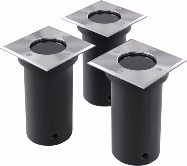 Berkfield Home Solar Square Outdoor Ground Recessed Lights, 3 Piece Set in Black – 1