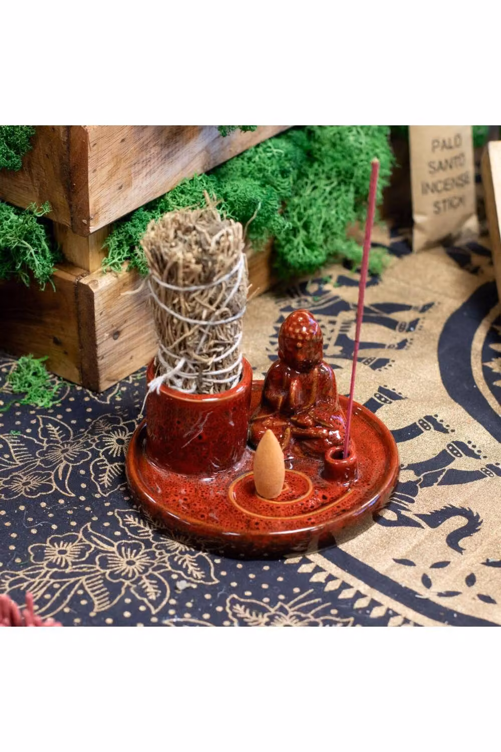 KDMD Red Ceramic Buddha Incense Plate – 3