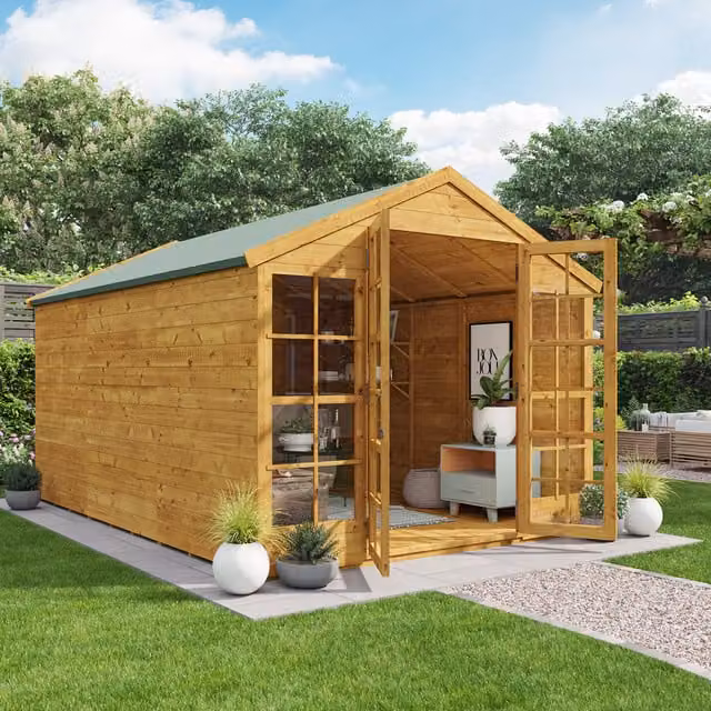 BillyOh Harper Tongue and Groove Apex Summerhouse in Brown with Window and Gable Design