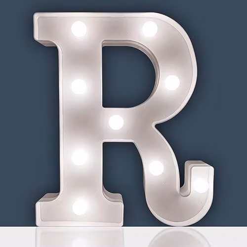 mysmartbuy White Battery Powered 3D LED Letter R Light, H 22 x W 14 x D 3 cm – 2