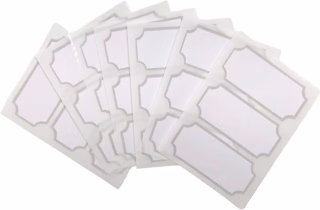 Janrax Pack of 252 Multipurpose Self-Adhesive Paper Labels with Silver Border, White, W: 3.4 cm, H: 7.5 cm