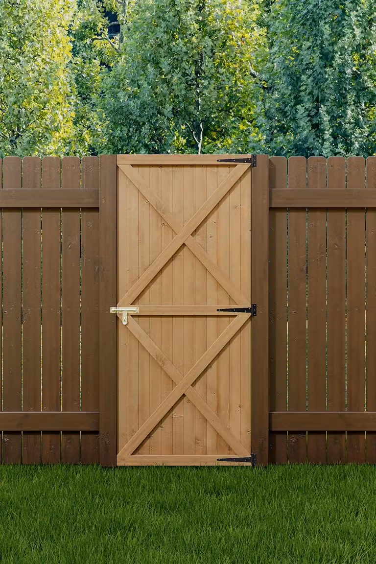 Living and Home Brown Pine Wood Garden Flat Top Swing Gate with Latch and Hinges, H: 183 cm, W: 79 cm