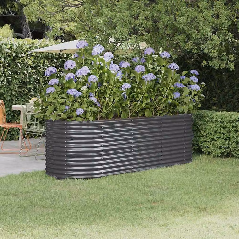 Berkfield Home Garden Anthracite Grey Powder-coated Steel Raised Bed W/D/H: 224 x 80 x 68 cm – 2