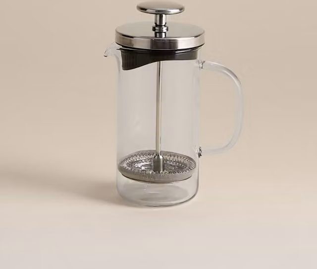 M&S Silver Transparent 3 Cup Glass Cafetiere