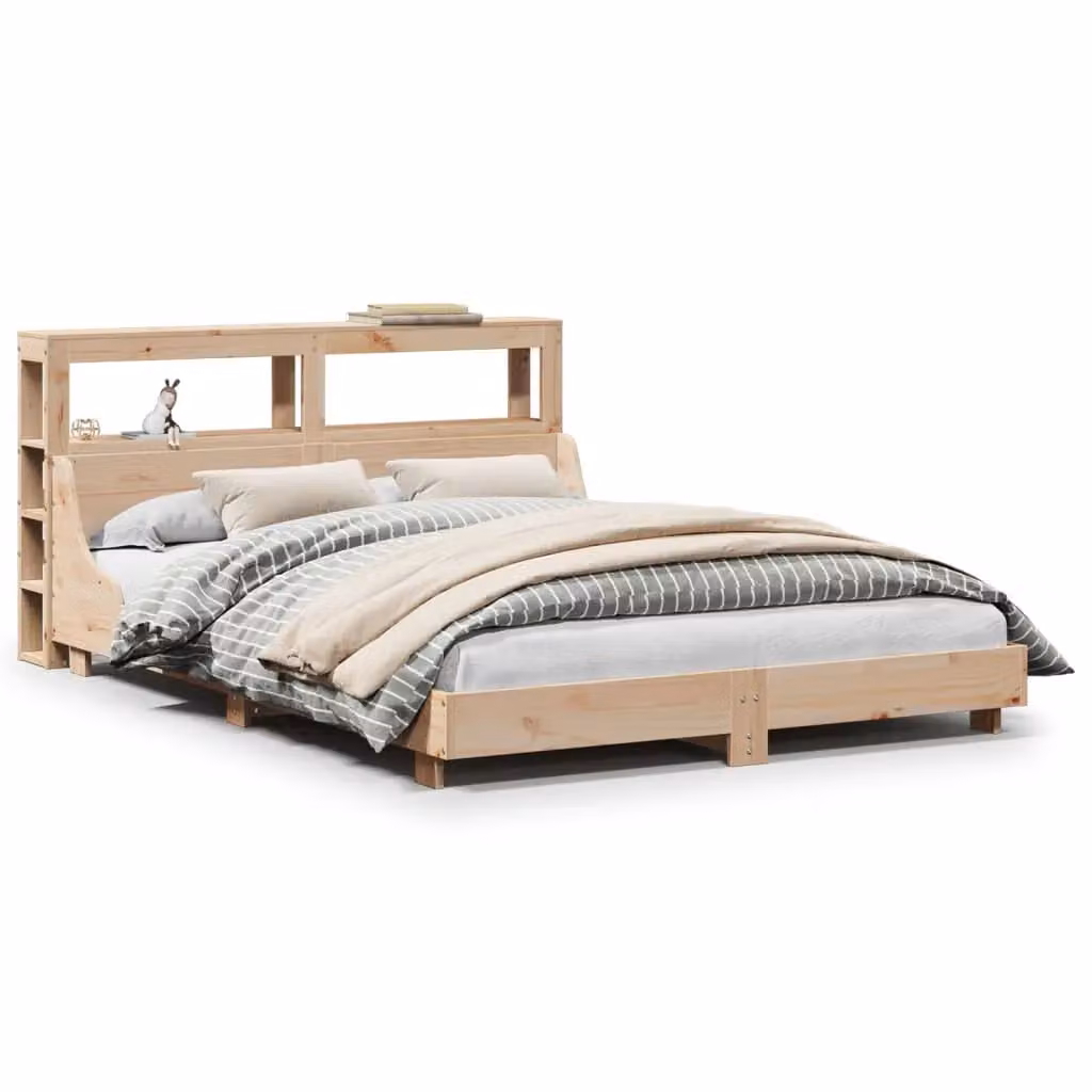 Berkfield Home Small Double Bed Frame in Brown Solid Pine Wood, W/D/H: 120 x 190 cm – 2