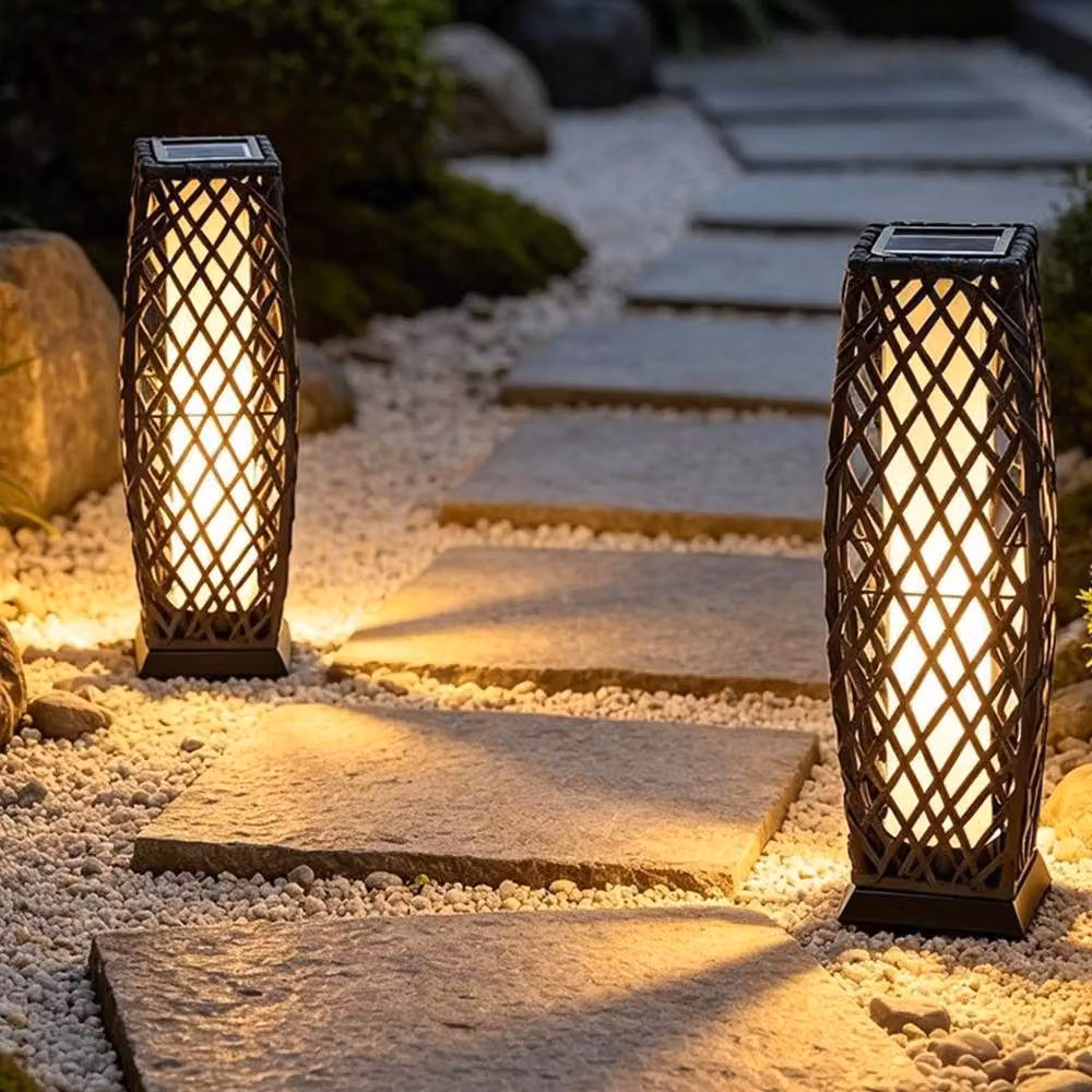Havendro 2-Pack Solar Rattan Lanterns in Black with Warm White Light and Dusk Sensor, IP44 Rated – 3