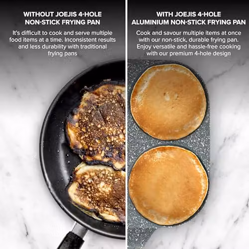 joeji's Kitchen 4 Hole Non-Stick Ceramic Egg and Pancake Frying Pan, Grey – 3