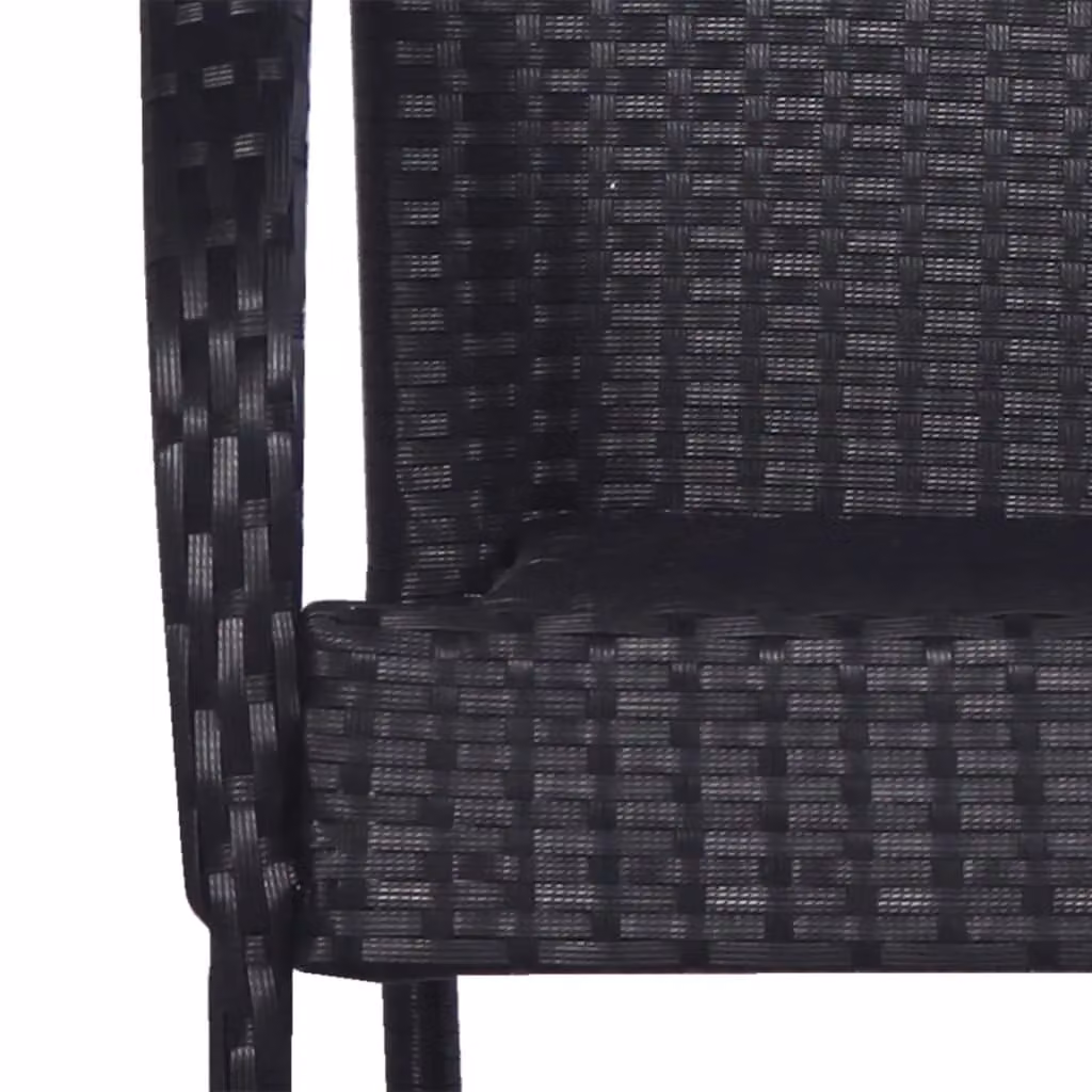 Berkfield Home Set of 4 Stackable Outdoor Armchairs in Black Poly Rattan and Powder Coated Steel – 3