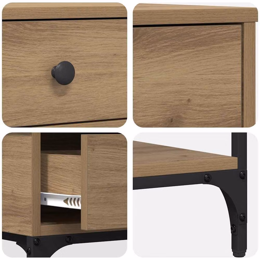 Berkfield Home Modern Artisan Oak Console Table, Brown, W/D/H: 75 x 34.5 x 75 cm – 5